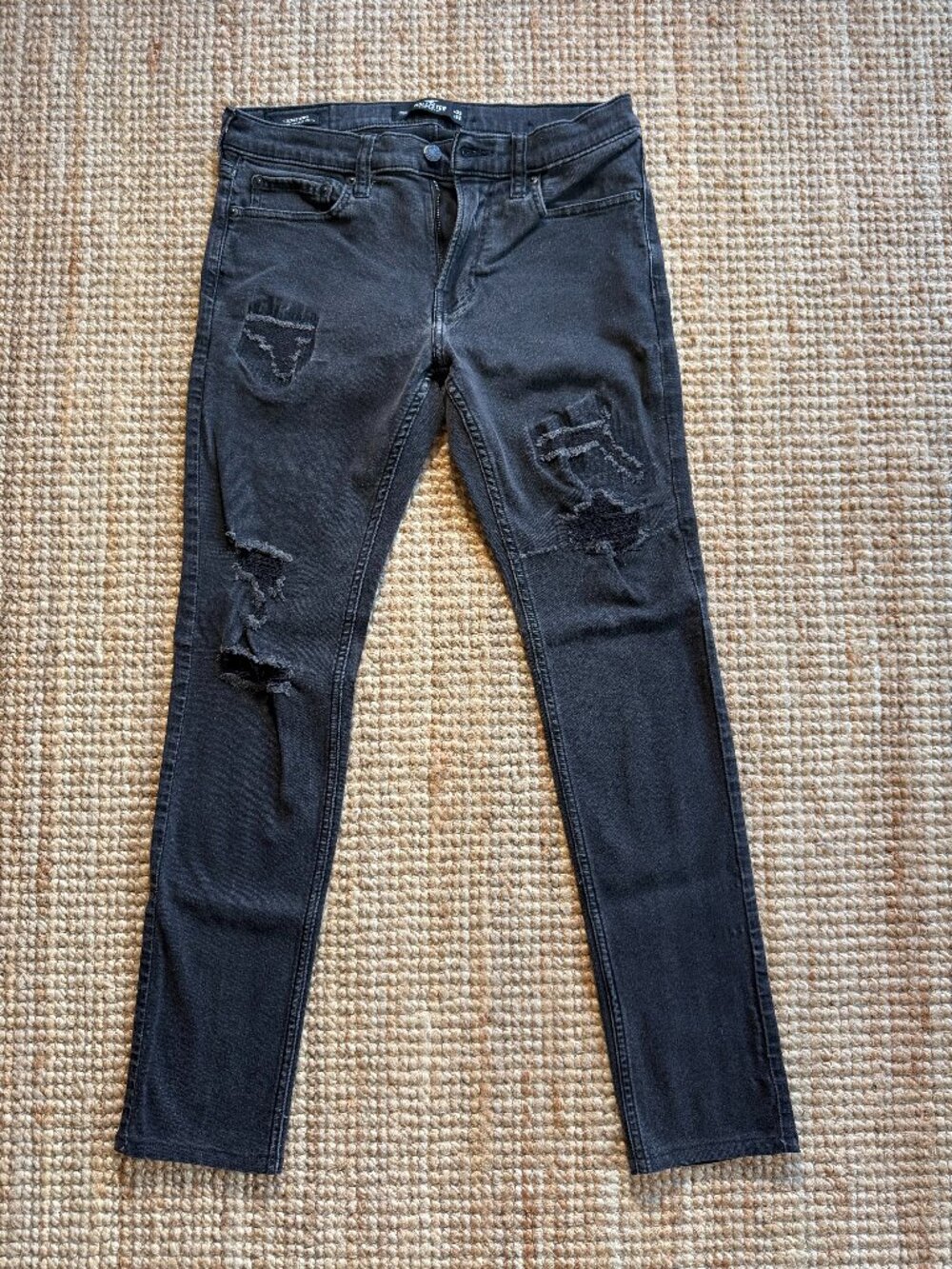 Hollister Stacked Skinny Advanced Stretch Distressed Black Jeans Size 32